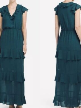 Wayf Teal Ruffle-Tiered Maxi Dress